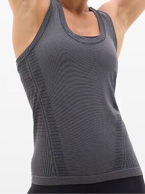 Athleta Black and Gray Striped Racerback Tank